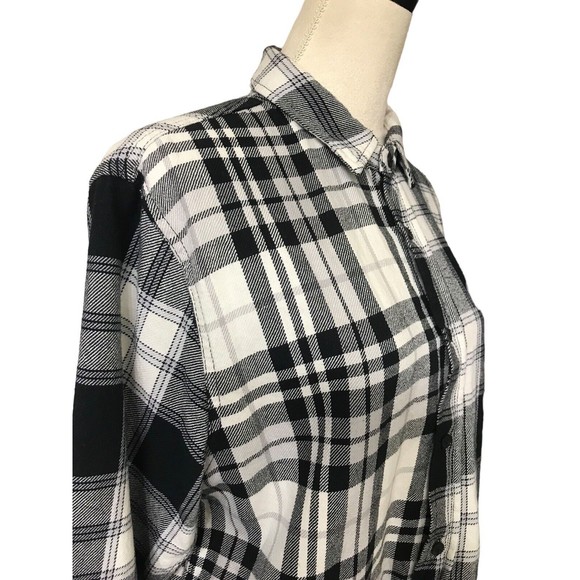 Zara Womens Black White Plaid Flannel Shacket Oversized Relaxed Fit Button Up S - Picture 4 of 10